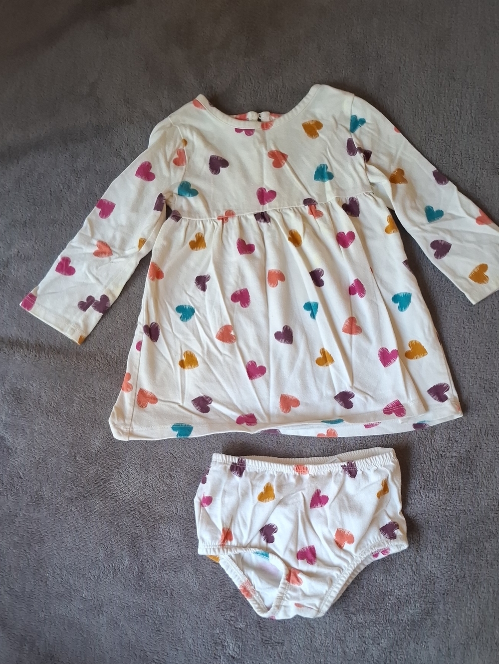 wonder nation White Heart-Print Long-Sleeve Pajama Set with Multicolor Hearts